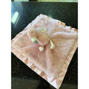 Cloud Island Pink Flamingo Security Blanket Lovey Satin Trim Plush Baby